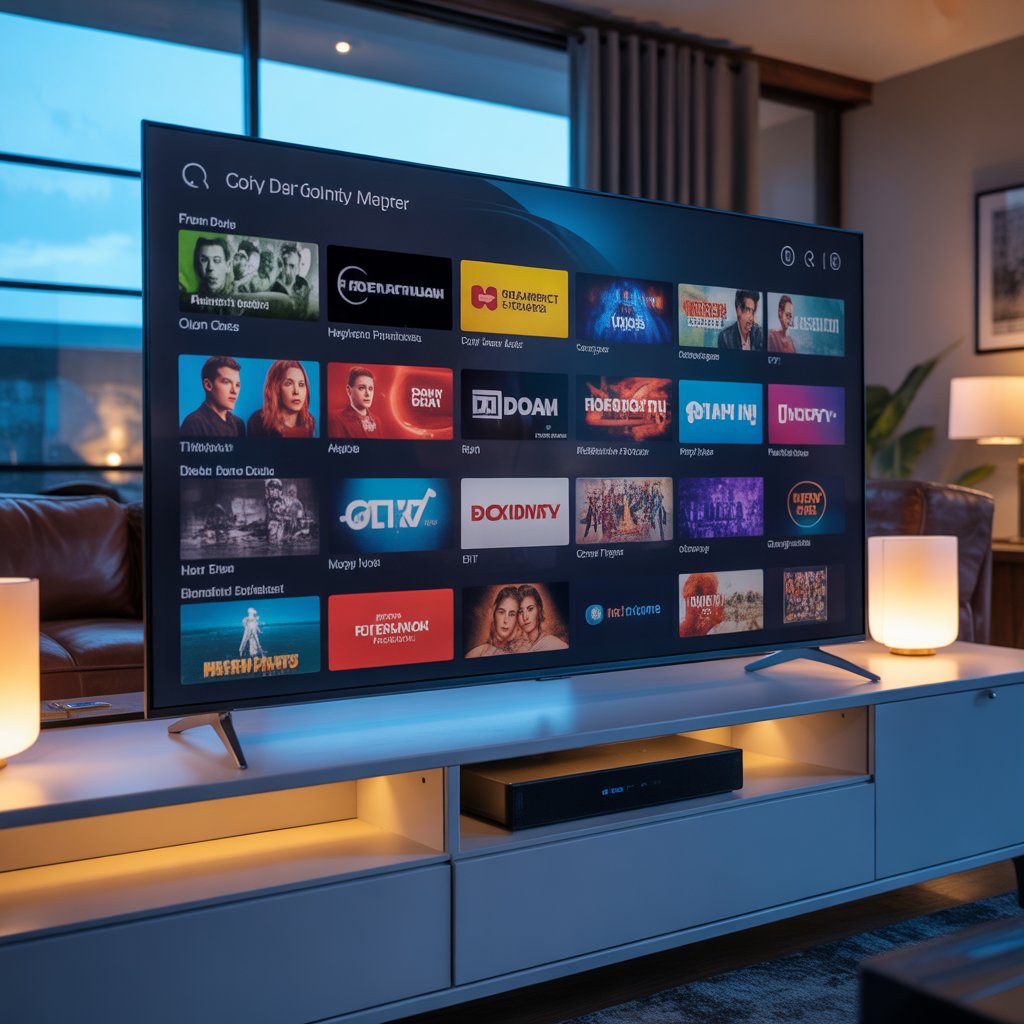 4K IPTV interface on a home entertainment setup