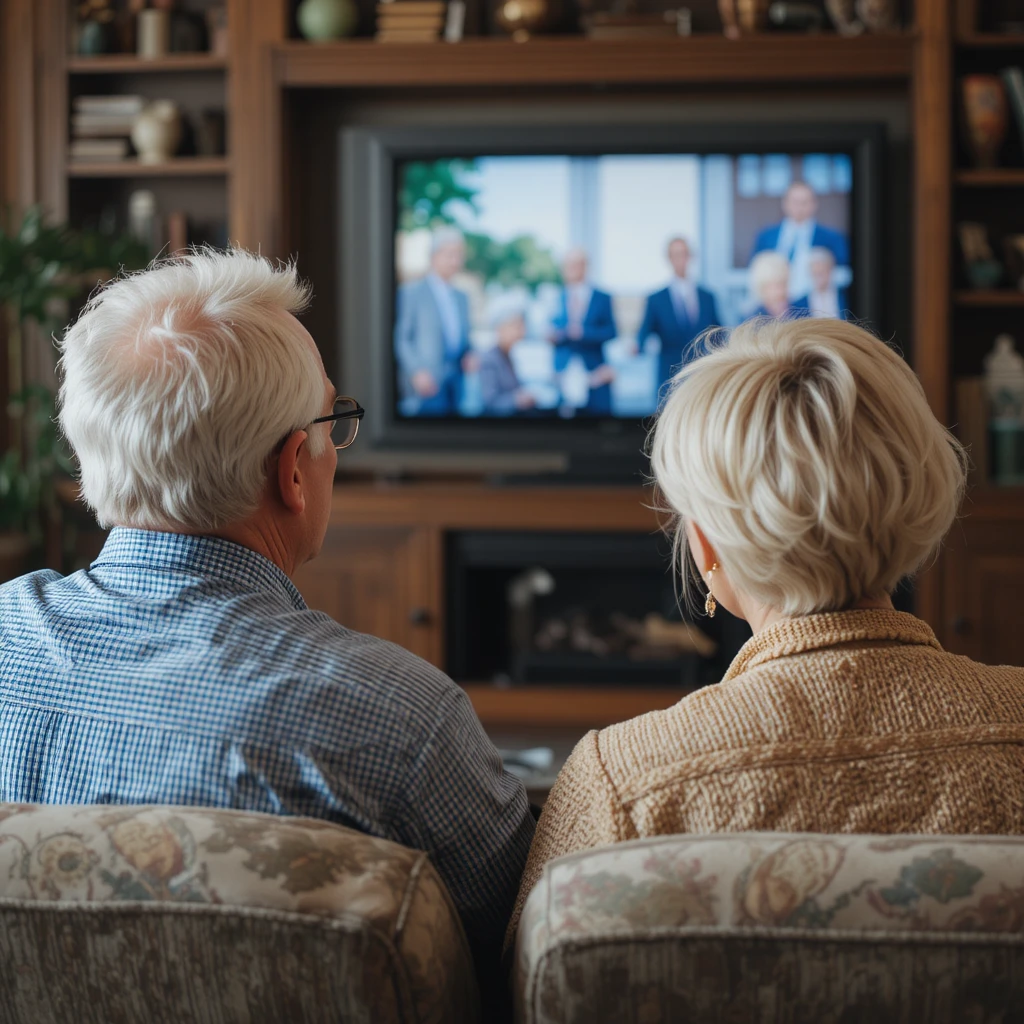 IPTV for seniors USA : Retired couple watching news